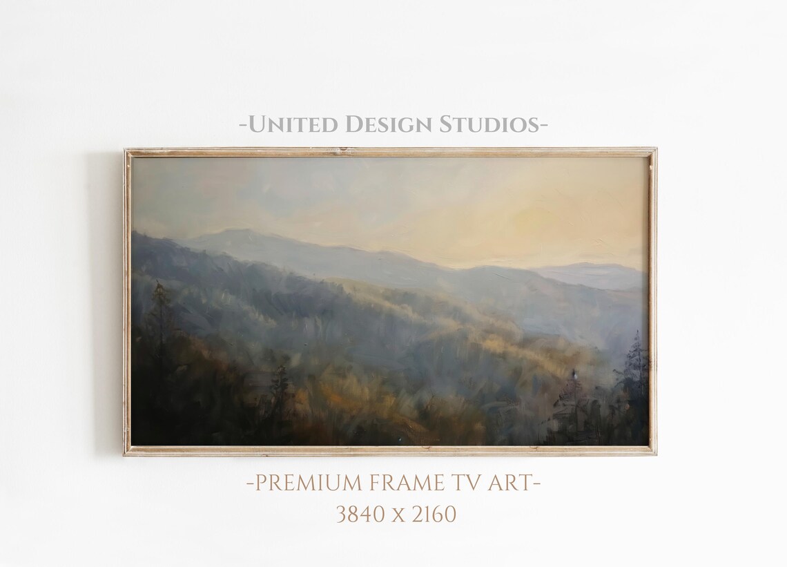 Fall Mountain Landscape Art Print, Rustic Autumn