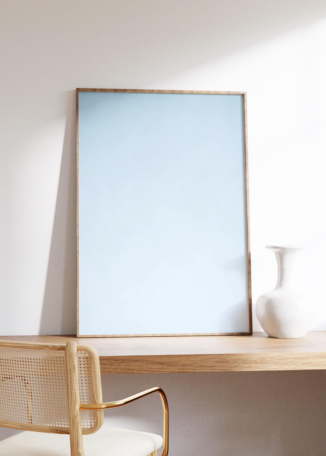 Icy Blue White Soft Gradient Minimal Cool Tone Abstract Poster