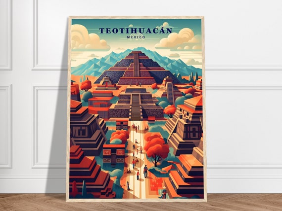 Teotihuacan Travel Print Mexico Collection City Art Pyramid Of The Sun Historical Architecture History