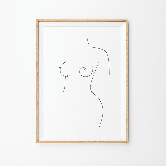 Woman Body Abstract Single Line Drawing Female Figure Poster