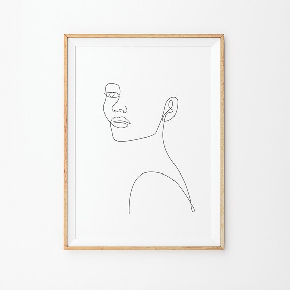 Woman Profile Face Single Line Art Minimalist Portrait Poster