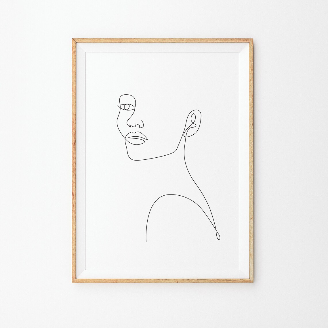 Woman Profile Face Single Line Art Minimalist Portrait Poster