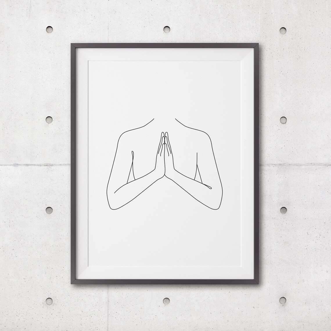 Yoga Namaste Hands Together Minimalist Mindfulness Line Poster - Image 3