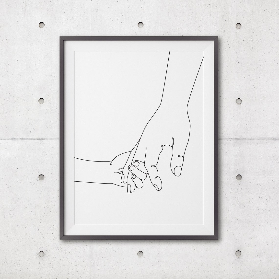 Mother And Child Holding Hands Print Line Art Prints Line Print Minimal Holding Hands Poster Black White Art Hand Drawing - Image 3