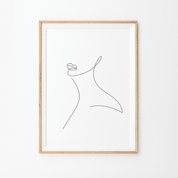 Woman Face Single Line Drawing Lips Profile Minimalist Poster