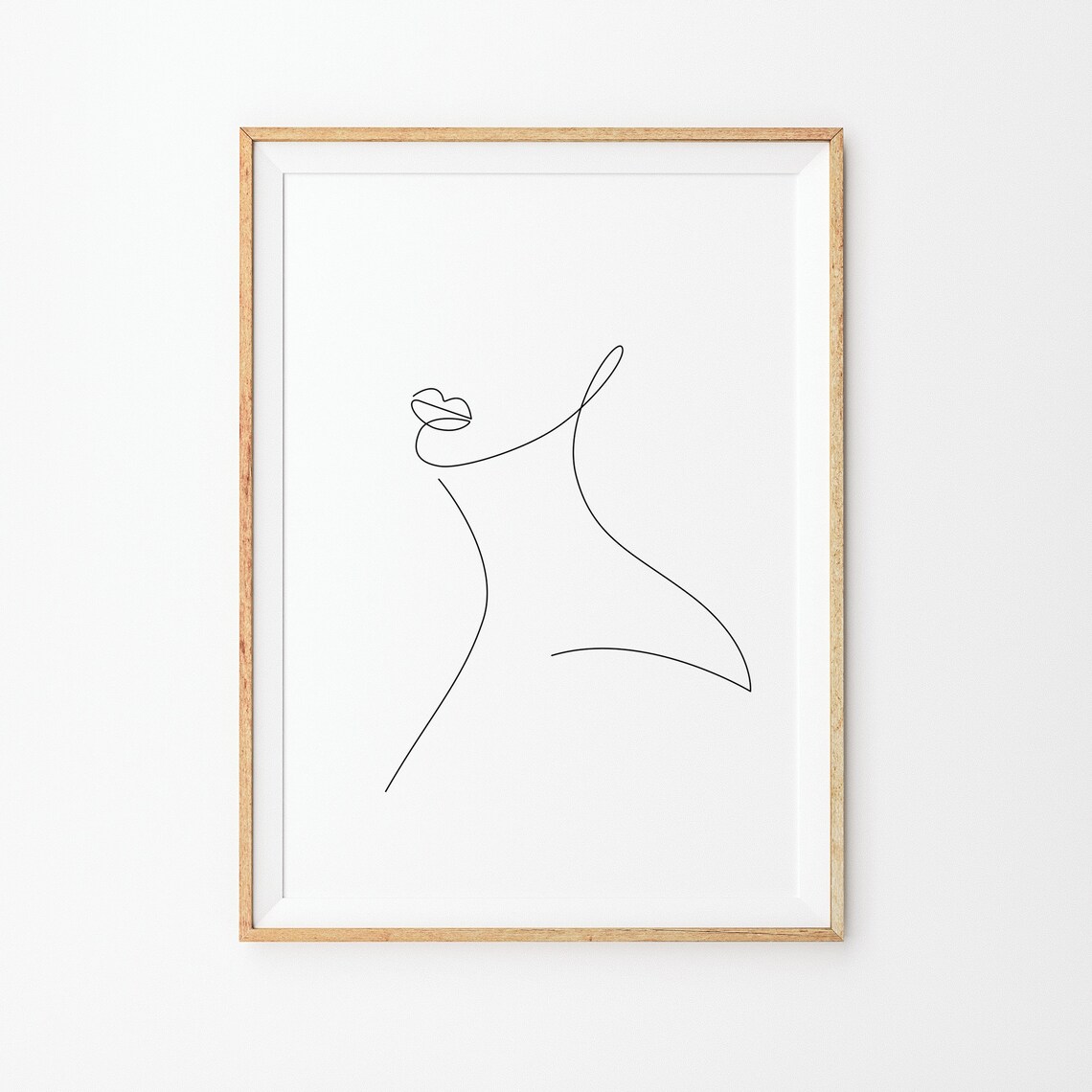Woman Face Single Line Drawing Lips Profile Minimalist Poster