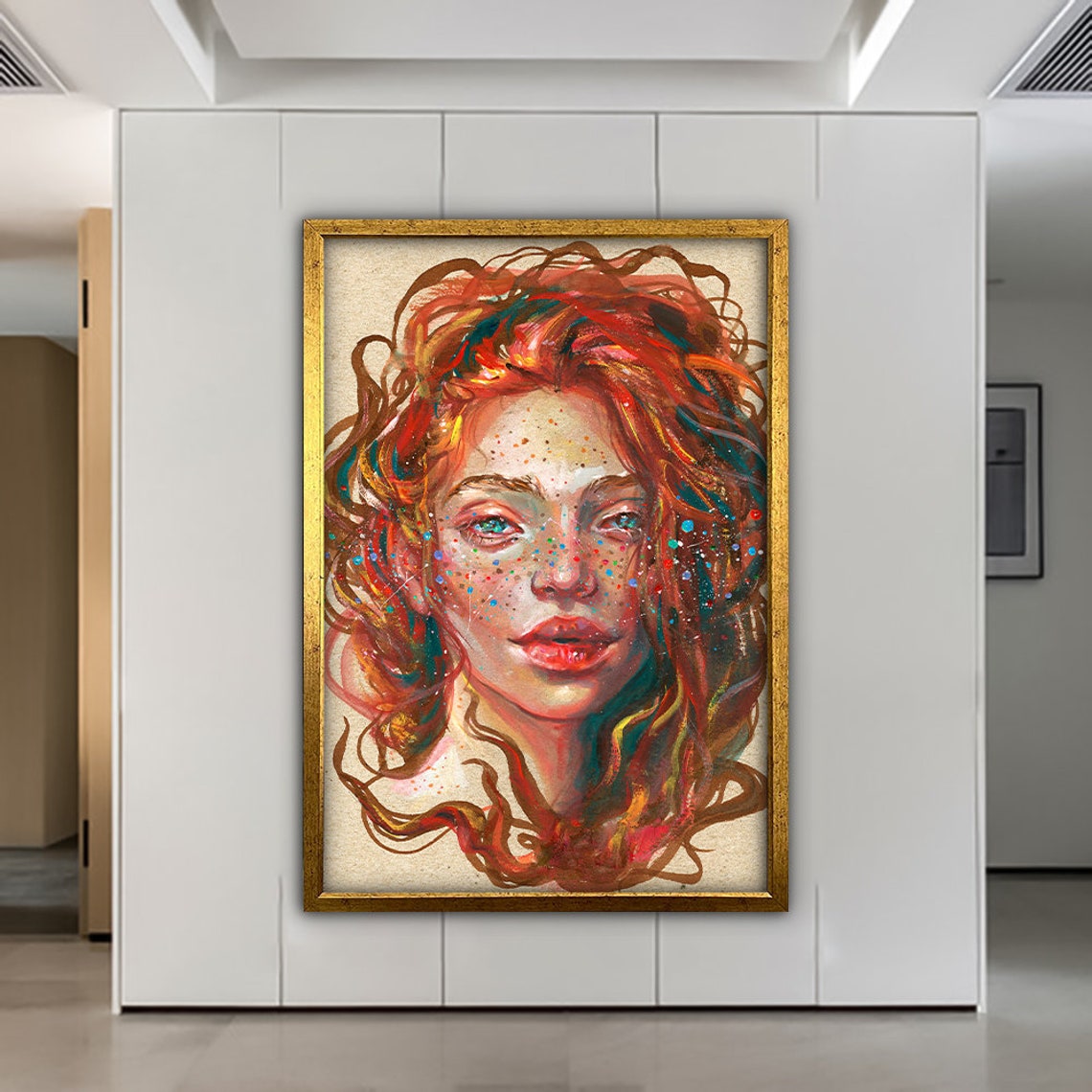 Portrait Of Redhead Woman Woman Painting Woman Print Artistic Woman Decor