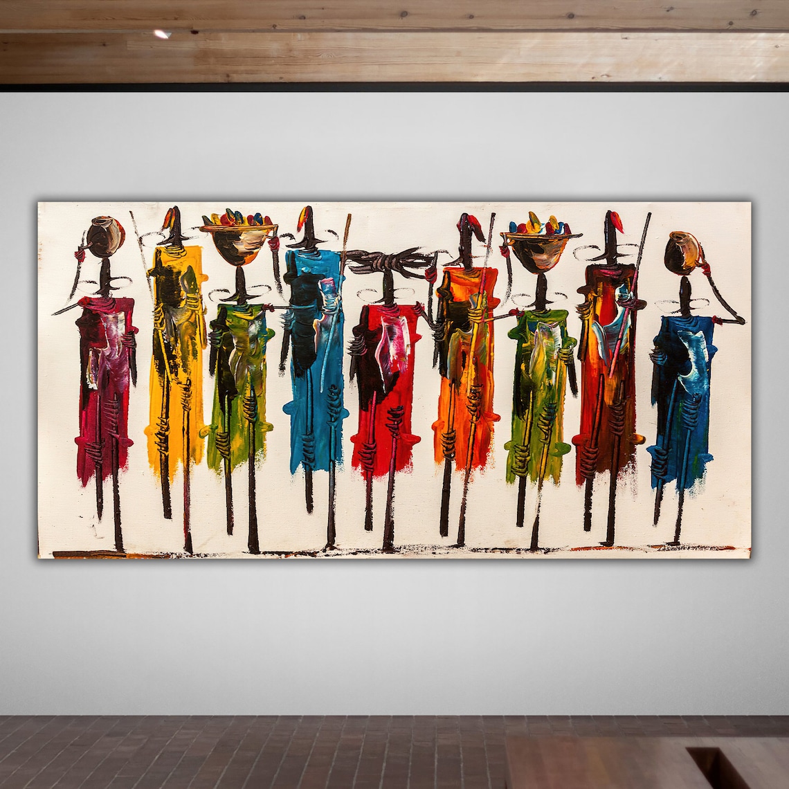 Masai Abstract African Art Print, Triptych Decor