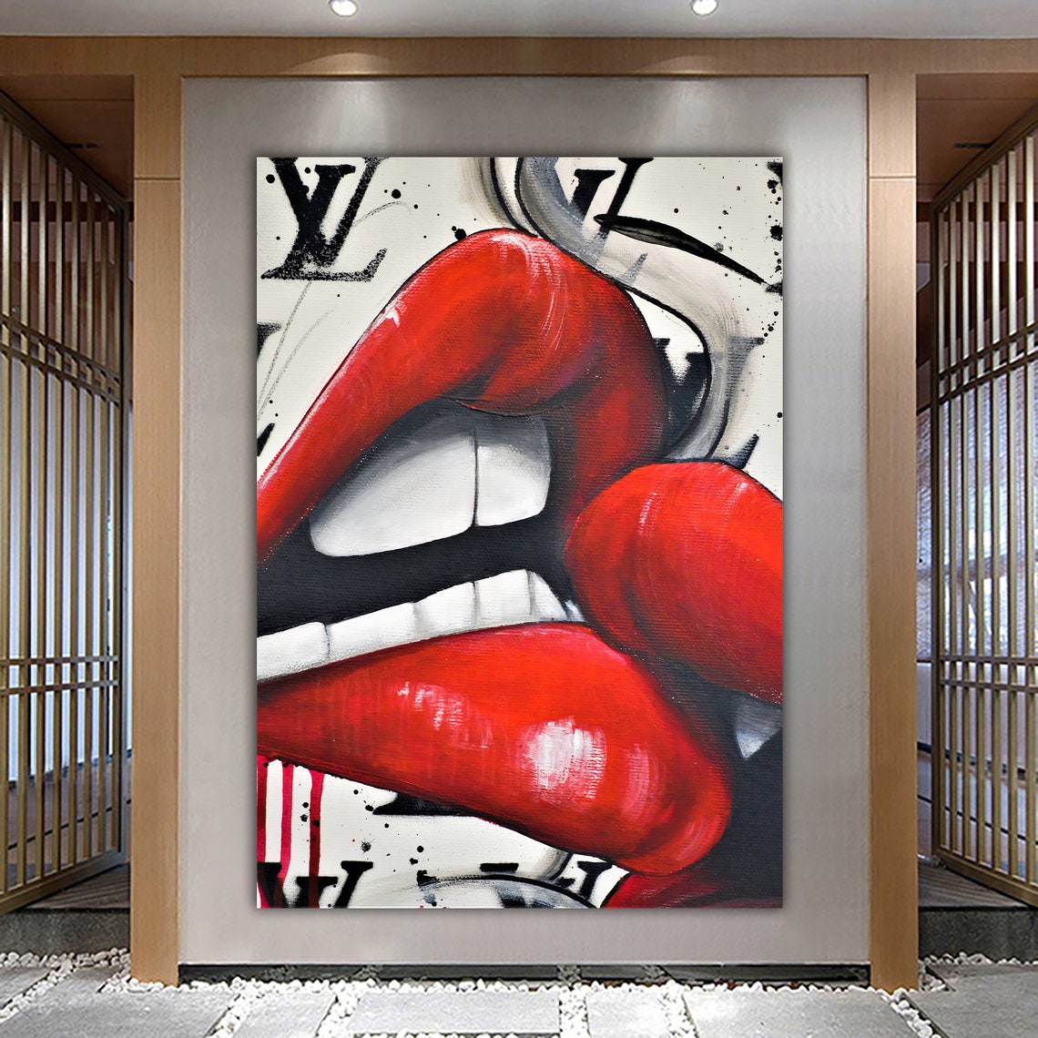 Abstract Kissing Painting Kissing Couple Lips Painting Kissing Wall Art Kissing Romantic Wall Art Erotic Wall Art Love