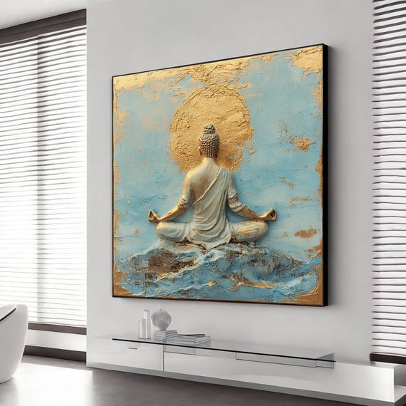 3d View Buddha Meditating Buddha Art Rustic Buddha Art Buddha Poster Colorful Buddha Print