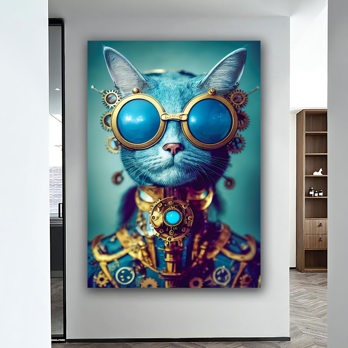 Cat With Glasses Kids Room Cat Art Print