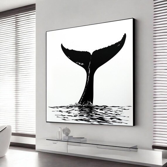 Japanese Style Wabi Sabi Painting Print Of A Whale Nautical Decor Ocean Art Whale Wall Art Whale Decor Whale Gift