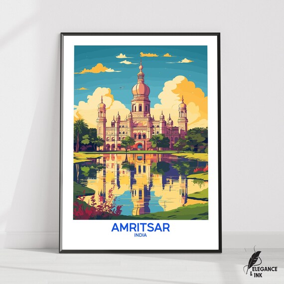 Amritsar Wall Hanging Posteramritsar Flat Vector Illustration Canvasamritsar Handmade Wooden Frame And Unframed Colorful Vintage Gift
