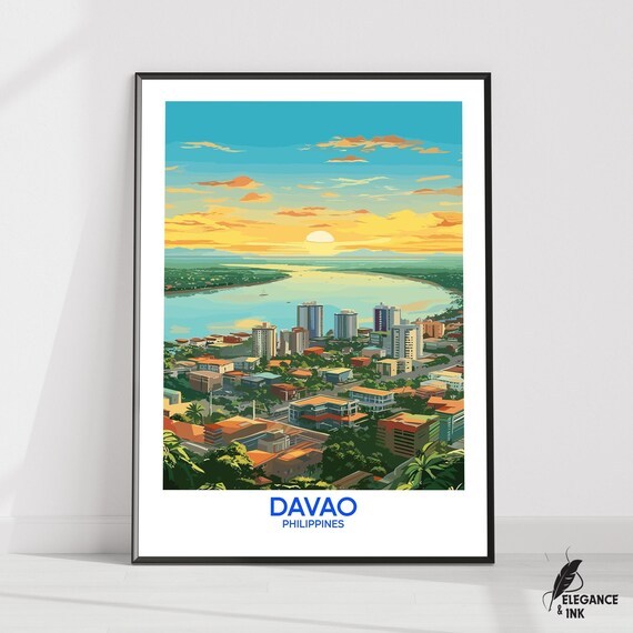 Davao Wall Hanging Posterdavao Flat Vector Illustration Canvasasia Handmade Wooden Frame And Unframed Colorful Vintage Gift
