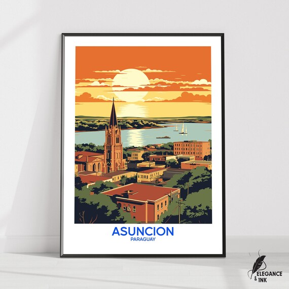 Asuncion Wall Hanging Posterflat Vector Illustration Canvashandmade Wooden Frame And Unframed Colorful Vintage Gift
