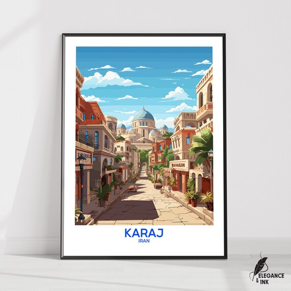 Karaj Wall Hanging Posterkaraj Flat Vector Illustration Canvasalborz Handmade Wooden Frame And Unframed Colorful Vintage Gift