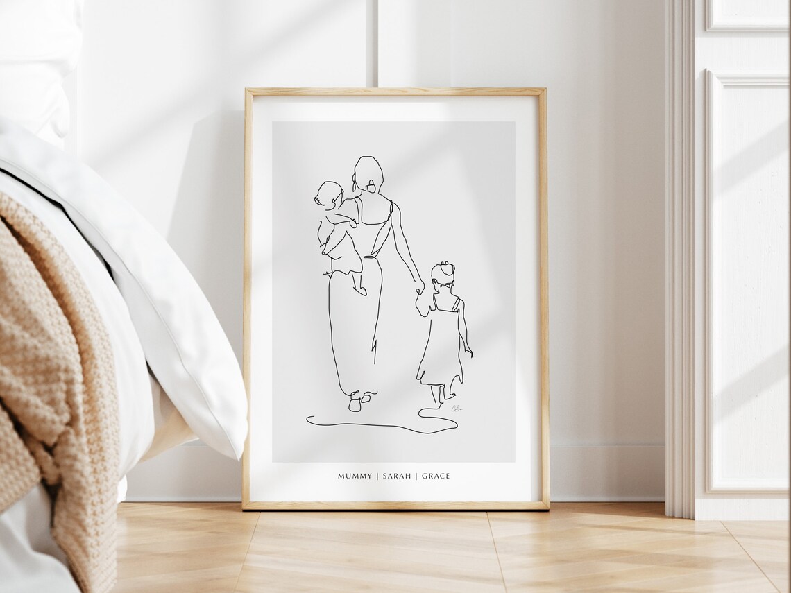 Personalised Family Print Mother And Daughters Art Line Art Family Print Family Drawing Gift For Mom Mum Personalised Print Gift Art - Image 2