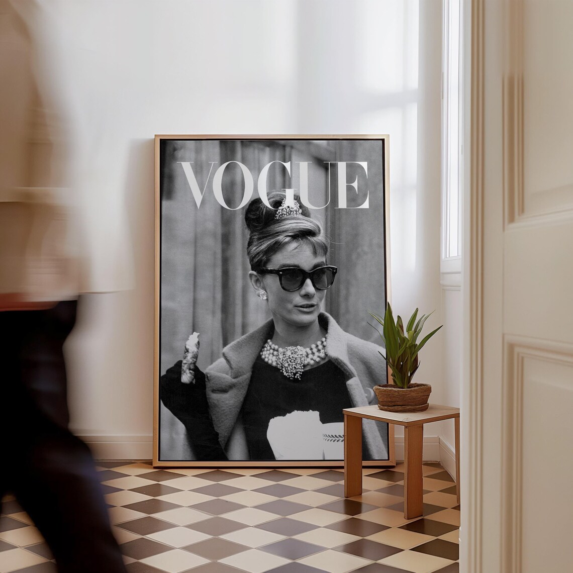Audrey Hepburn Sunglasses and Pearls Vintage Vogue Photo Poster - Image 2