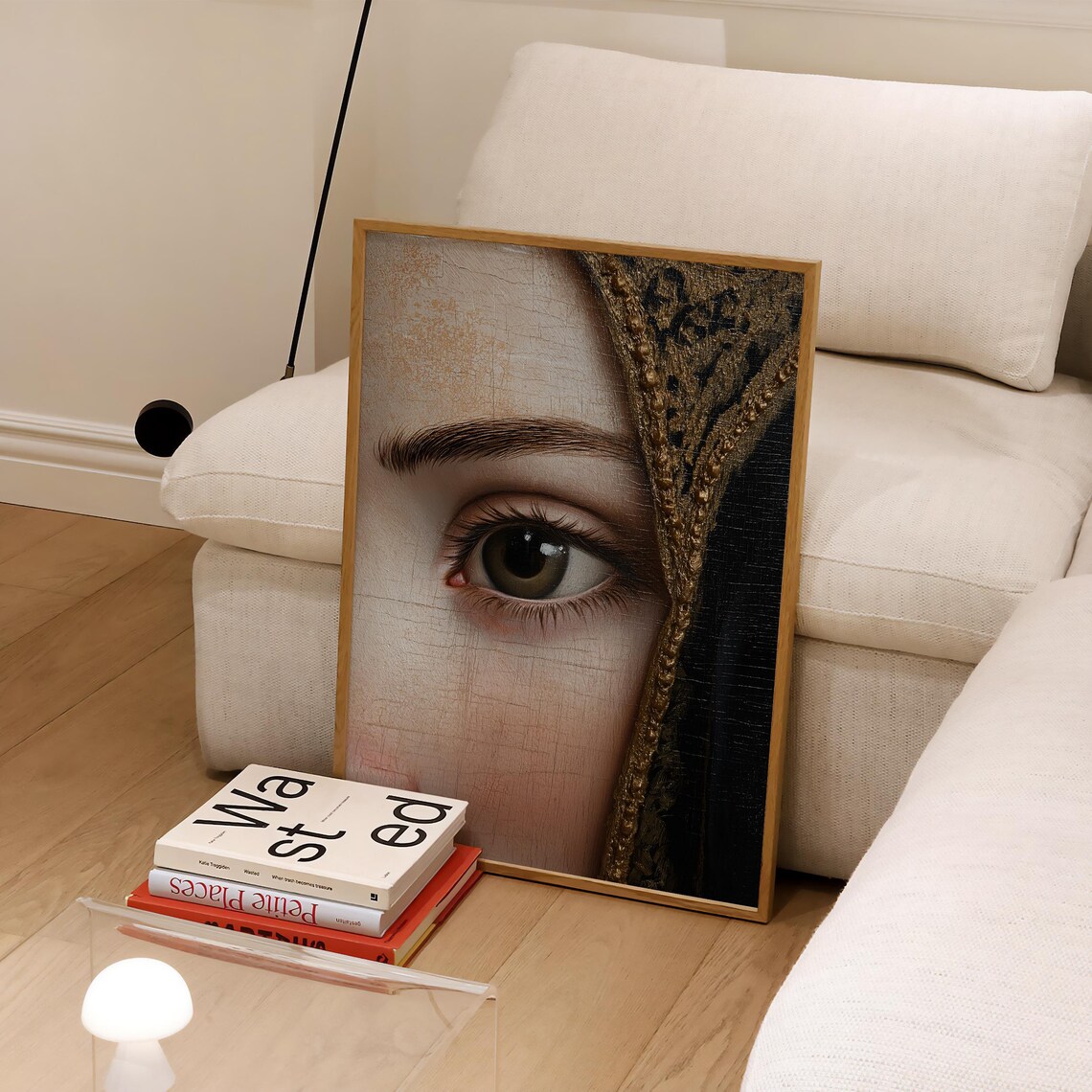 Dark Renaissance Eye with Gold-Trimmed Black Veil Painting Poster - Image 2