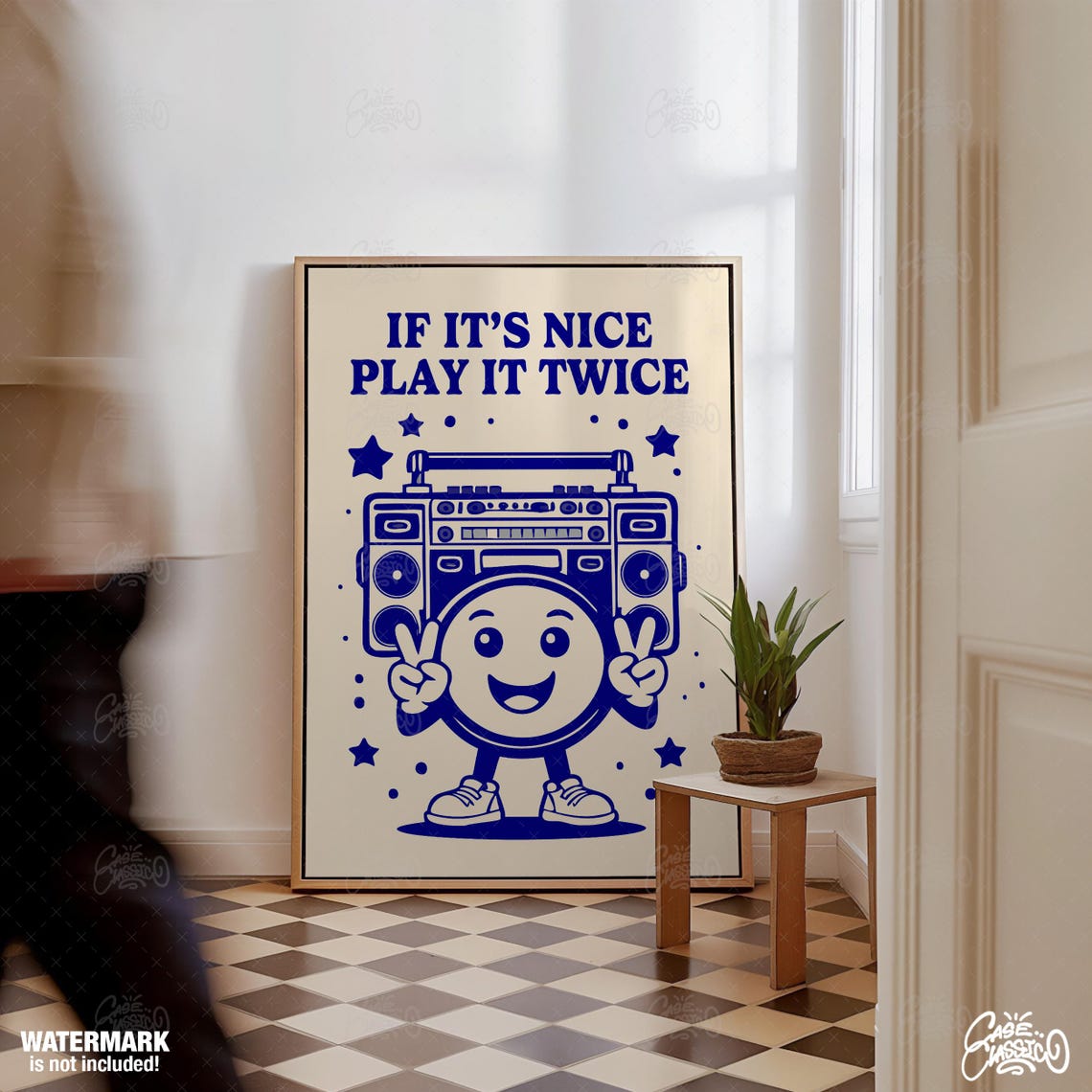 If Its Nice Play It Twice Retro Boombox Character Quote Poster - Image 2
