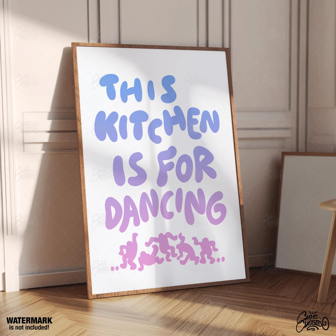 This Kitchen Is For Dancing Blue Purple Bubble Letter Poster - Image 4