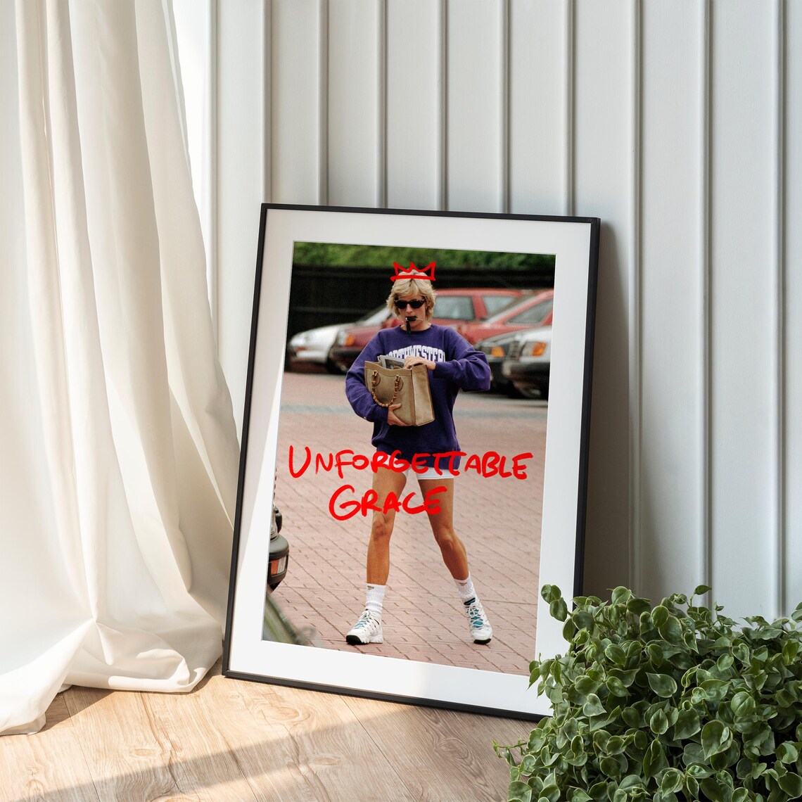 Unforgettable Grace Princess Diana Photo Poster With Red Crown Doodle - Image 4