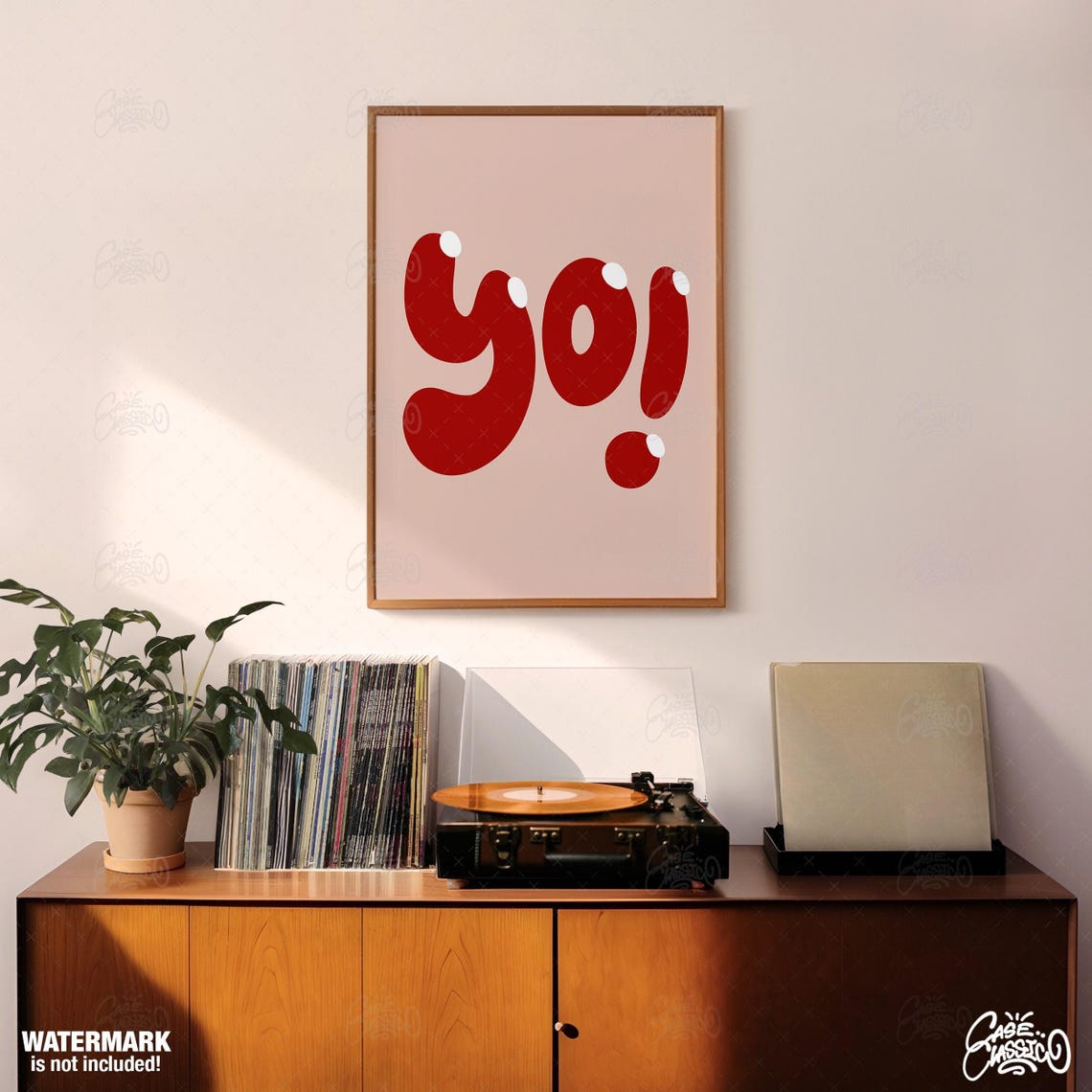 Yo Bold Red Bubble Letter Poster on Beige in Playful Retro Typography - Image 2
