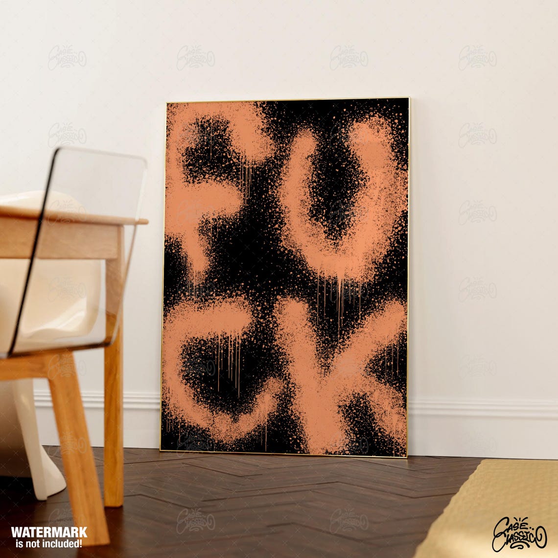 Raw Bold Peach Spray Paint Graffiti Expletive Typography Poster - Image 3