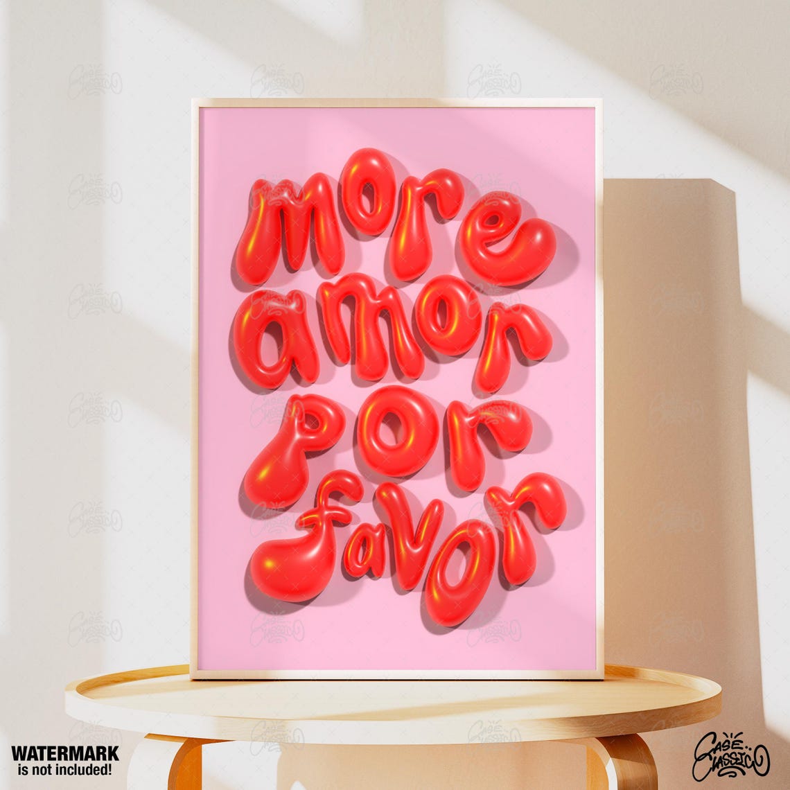 More Amor Por Favor Red 3D Candy Glossy Bubble Letter Poster - Image 4