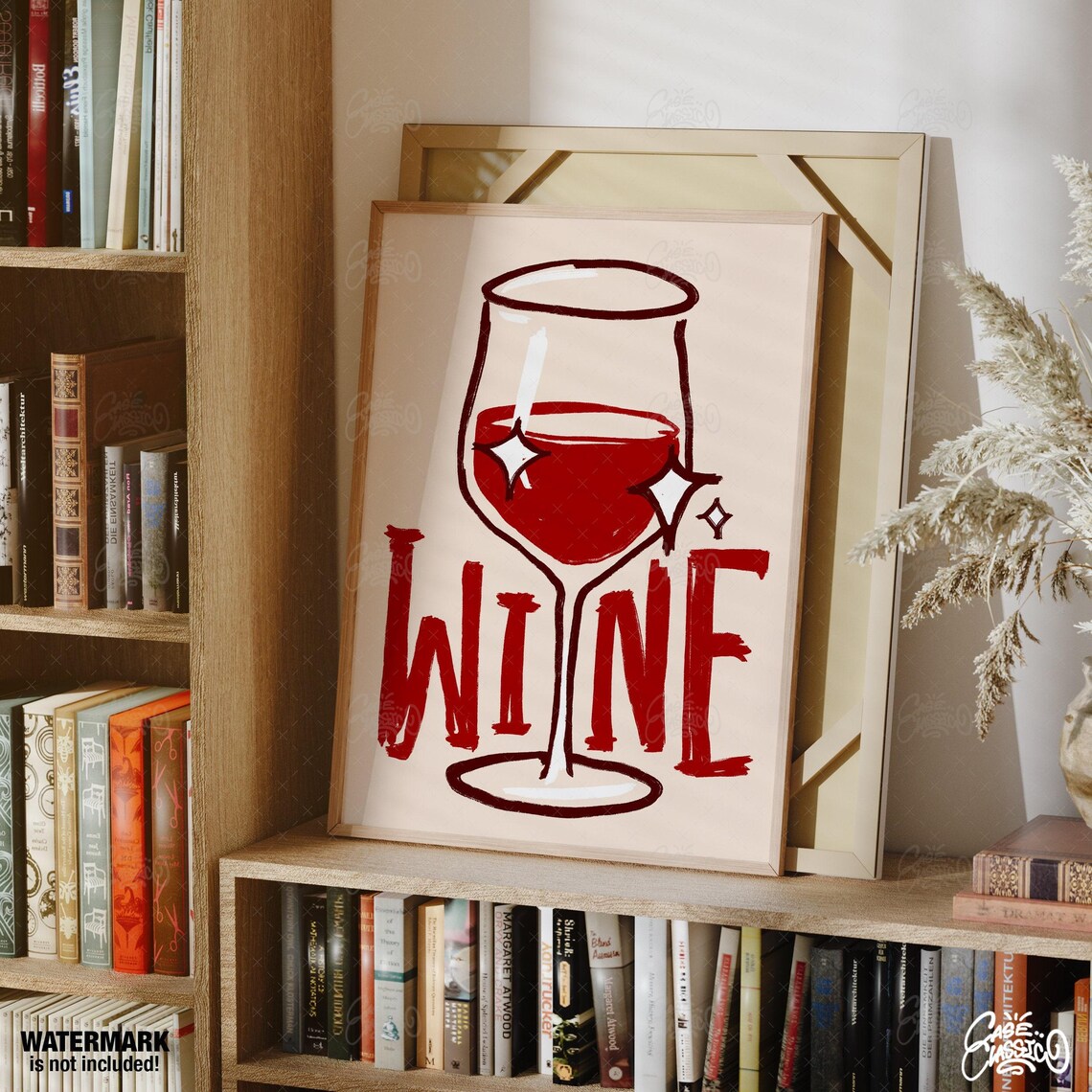 Wine Bold Red Brush Hand Drawn Glass Kitchen Bar Poster Indie Room Decor Edition - Image 2