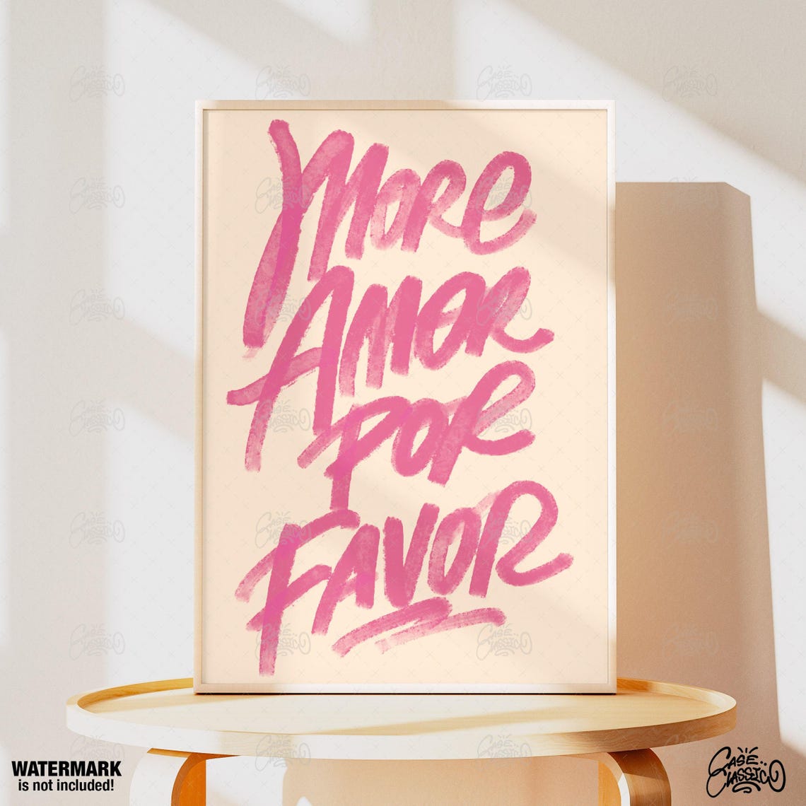 More Amor Por Favor Pink Brush Script Love Quote Poster Design - Image 4