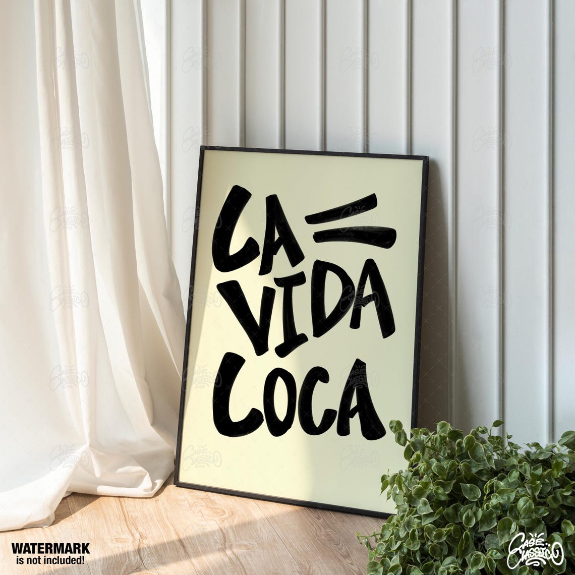 La Vida Loca Black Brush Lettering Cream Modern Quote Poster - Image 3