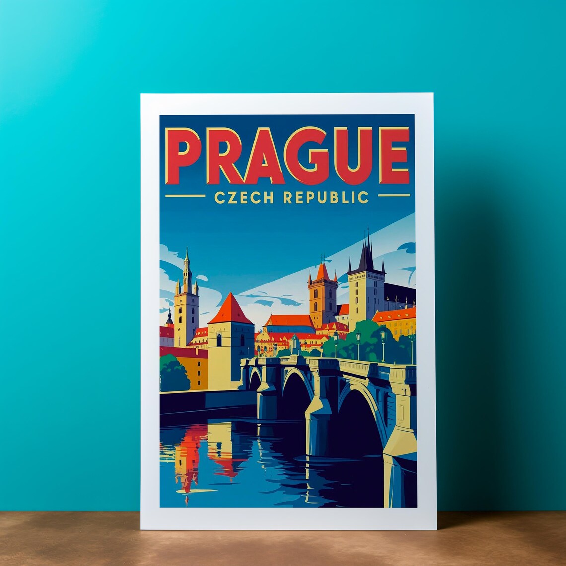 Prague Travel Poster Vintage Czech Republic City Art