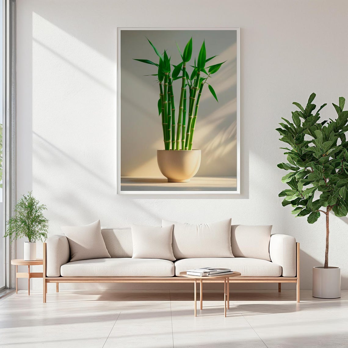 Lucky Bamboo Print Japandi Zen Feng Shui Wall Art