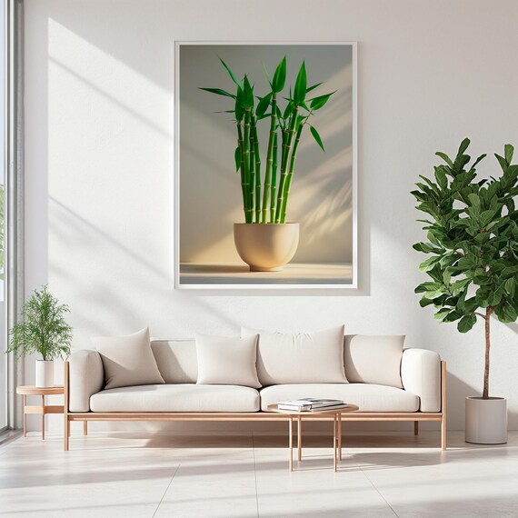 Lucky Bamboo Print Japandi Zen Feng Shui Wall Art