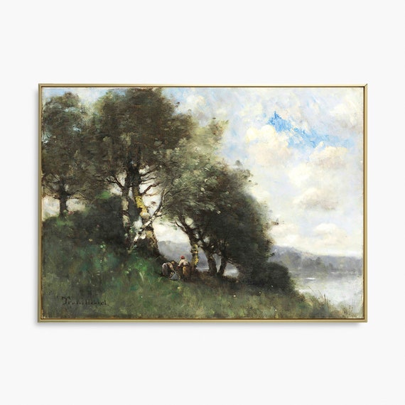 Vintage Landscape Painting Tree Painting Art Poster Perfect For Farmhouse Decor