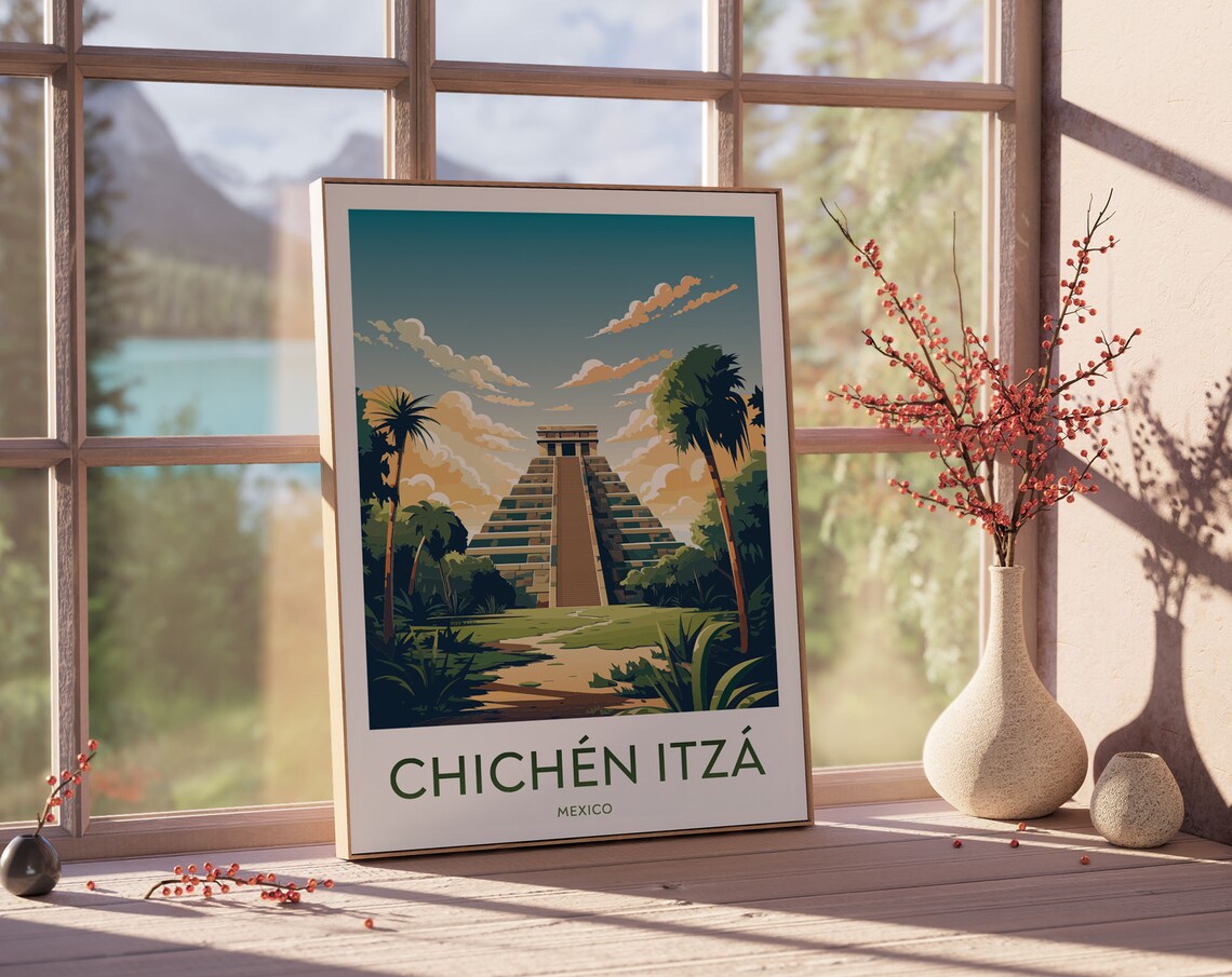 Chichen Itza Travel Poster, Bedroom Decor - Image 2