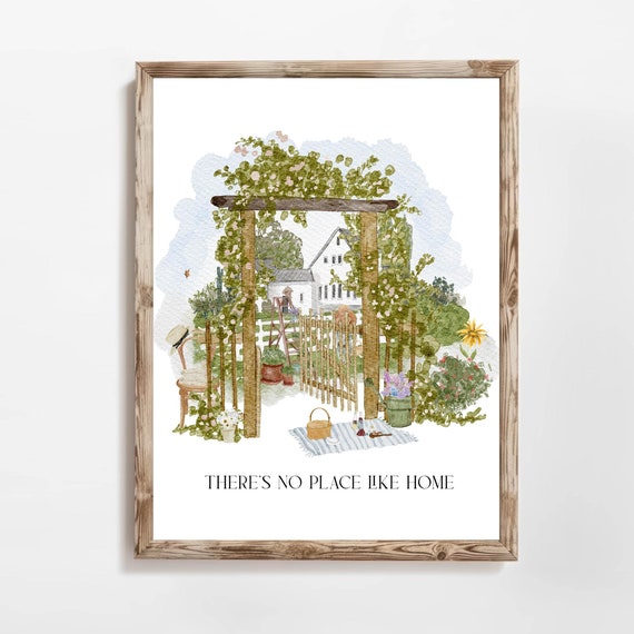 Home Quote Wall Art Inspirational Quote Farmhouse Decor 5x7 8x10 11x14 16x20 Theres No Place Like Home Country Sign Diy Decor
