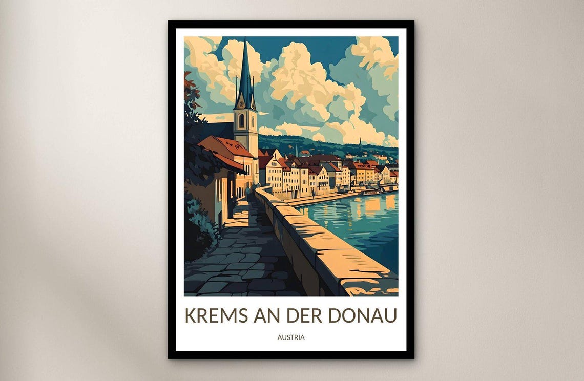 Krems An Der Donau Austria Riverside Promenade Travel Poster Art