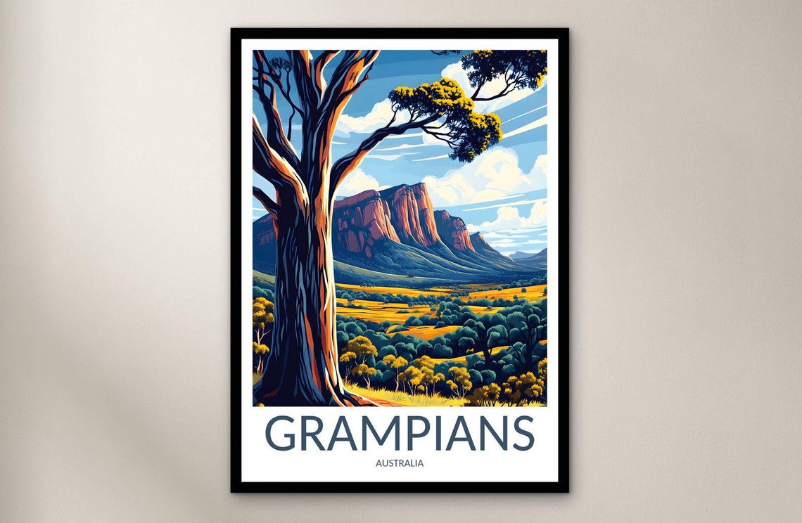 Grampians Australia Red Rock Ranges Eucalyptus Vintage Travel Poster