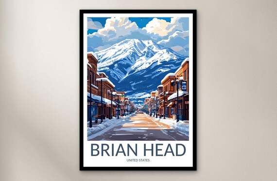 Brian Head Utah Snowy Main Street Mountain Travel Poster Art