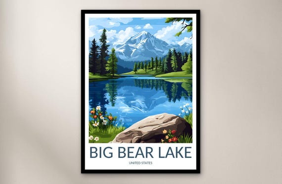 Big Bear Lake Travel Poster Wall Art Print United States Poster Home Decor Gift North America Illustration Wall Art