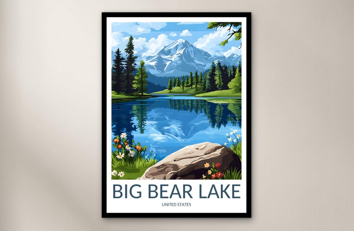 Big Bear Lake United States Pine Forest Mirror Lake Travel Poster
