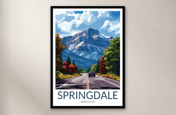Springdale Mountain Highway Autumn Foliage Scenic Travel Poster