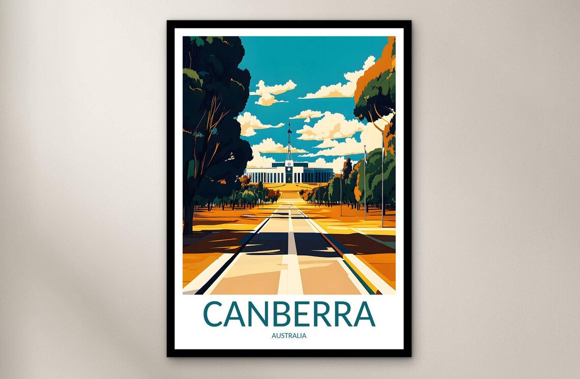 Canberra Australia Grand Capital Avenue Parliament Travel Poster