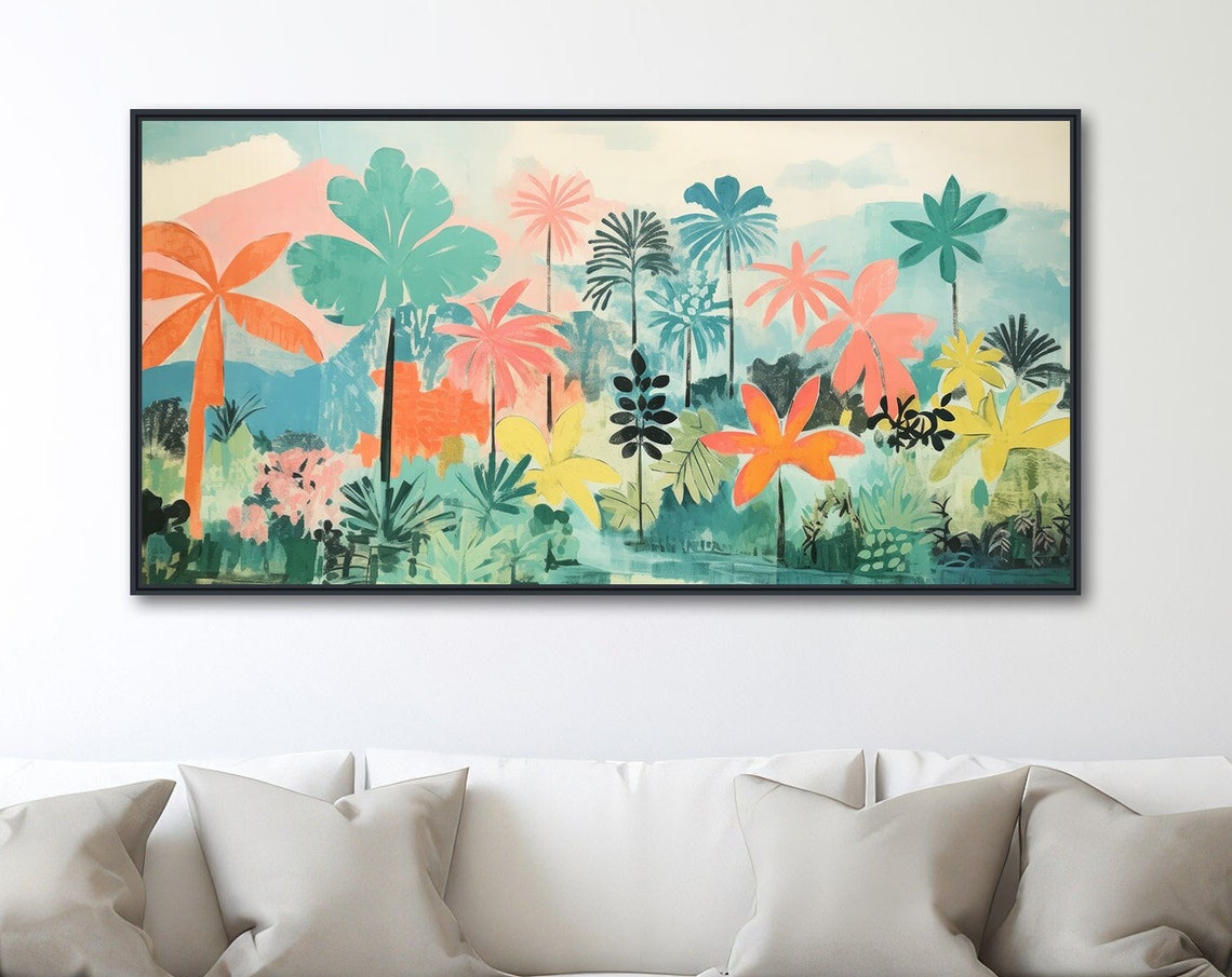 Tropical Palm Forest Panoramic Colorful Botanical Abstract Wall Art