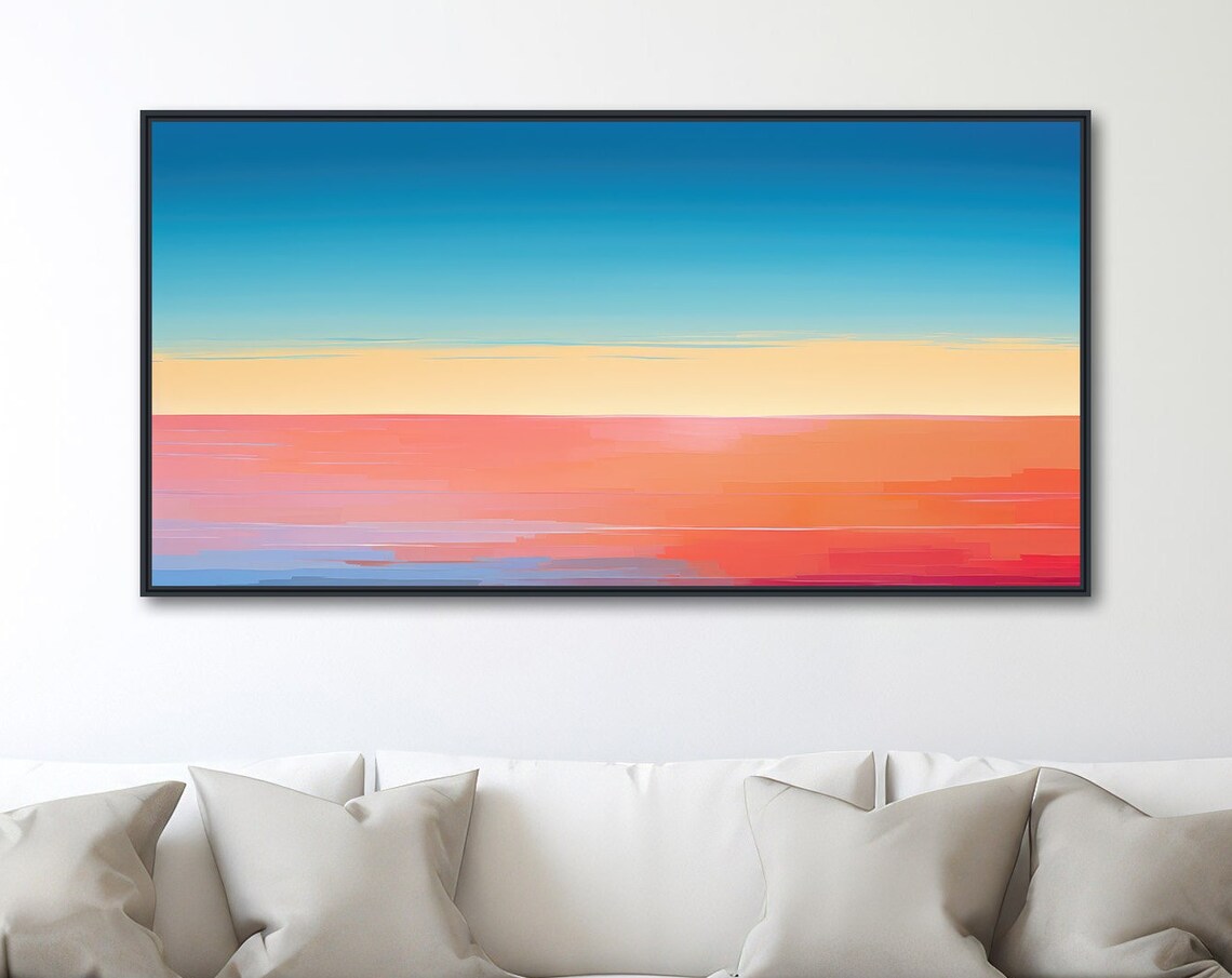 Shoreline Mirage Panoramic Sunset Abstract Beach Sky Gradient Wall Art Poster
