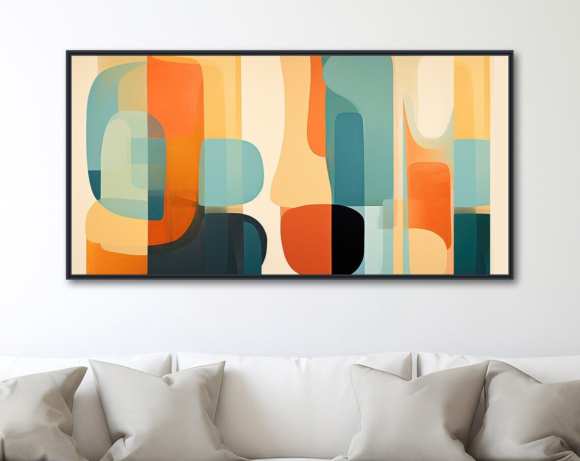 Mid-Century Modern Abstract Art Print, Geometric Shapes