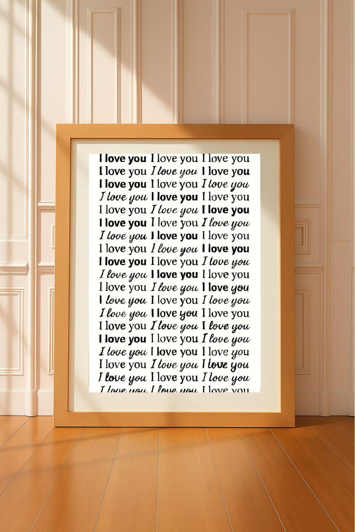 I Love You Repeating Black And White Romantic Typography Poster