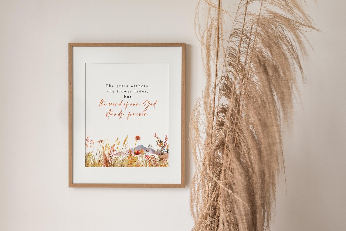 Isaiah 40:8 Autumn Bible Verse Boho Art Print - Image 2